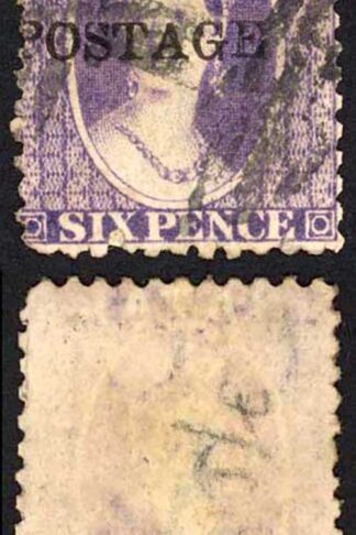 Natal SG83 6d Violet Wmk CC Opt POSTAGE (Davis) Cat 9 pounds