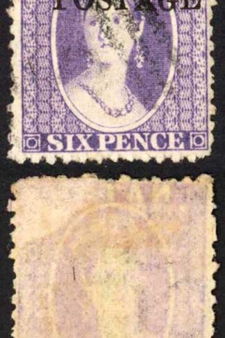 Natal SG83 6d Violet Wmk CC Opt POSTAGE (Davis) Cat 9 pounds