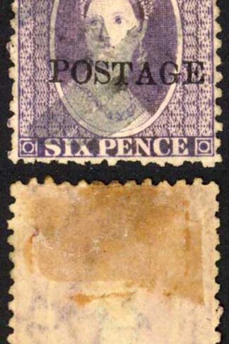Natal SG83 6d Violet Wmk CC Opt POSTAGE (Davis) Cat 9 pounds