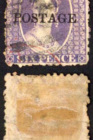 Natal SG83 6d Violet Wmk CC Opt POSTAGE (Davis) Cat 9 pounds