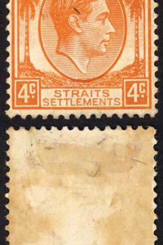 Straits Settlements SG280 KGVI 4c Orange Die 1 Mint (part gum) Cat 35 pounds