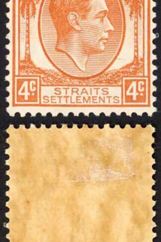 Straits Settlements SG280 KGVI 4c Orange Die 1 M/M Cat 35 pounds