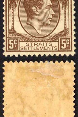 Straits Settlements SG281 KGVI 5c Brown Die 1 M/M Cat 25 pounds