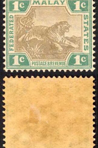 Malay SG27a 1c Grey-brown and Green Wmk Mult CA M/M (toned gum) Cat 55 pounds