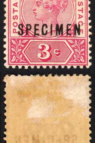 Straits Settlements SG96s 3d Carmine-rose Opt Specimen Mint Part Gum Scarce