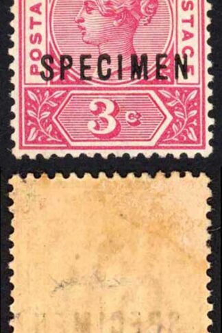 Straits Settlements SG96s 3d Carmine-rose Opt Specimen M/M Scarce
