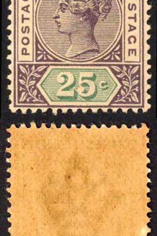 Straits Settlements SG103 25c Purple-brown and Green M/M (toned gum) Cat 50 pou