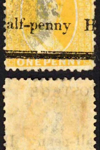 Natal SG91 1/2d on 1d Yellow Wmk CC Reversed Cat 28 pounds