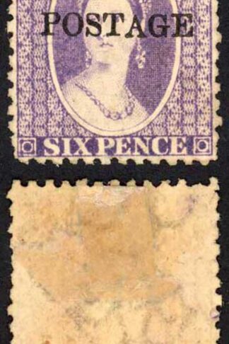 Natal SG83x 6d Violet Opt POSTAGE Wmk CC Reversed M/M Cat 85 pounds