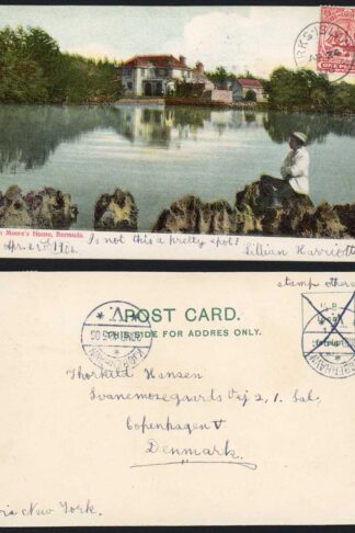 Turks and Caicos 1906 1d on Bermuda Post Card