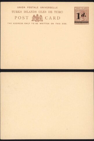 Turks and Caicos 1d on 1 1/2d Post Card Overprint High