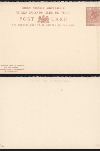 Turks and Caicos QV 1 1/2d Brown Reply Card