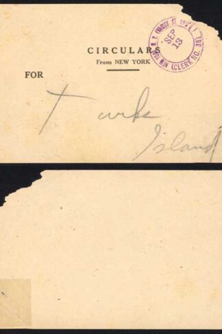 Turks and Caicos 1920s Circulars Label from New York