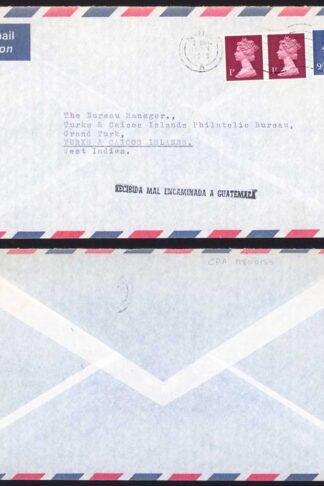 Turks and Caicos 1979 Cover Missent to Guatemala