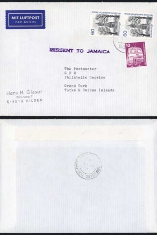 Turks and Caicos 1981 Cover Missent to Jamaica