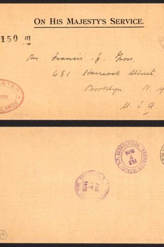 Turks and Caicos 1928 OHMS Registered Cover