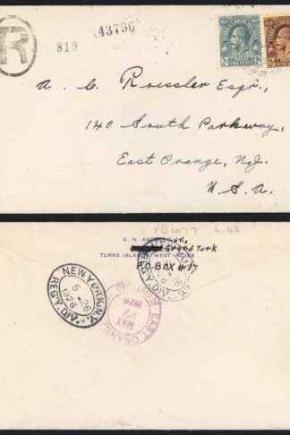 Turks and Caicos SG166 2d Slate and SG167 2 1/2d purple/pale yellow