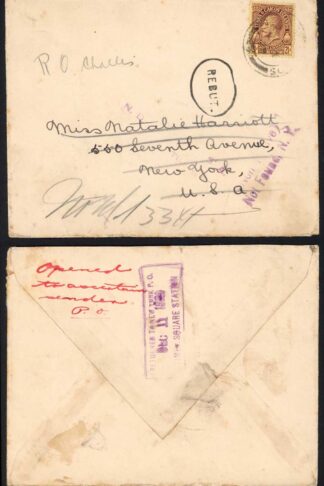 Turks and Caicos 1928 2 1/2d on Not Found Cover