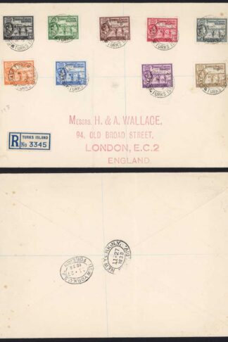 Turks and Caicos KGVI set to 1/- Yellow Bistre