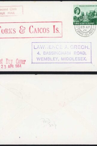 Turks and Caicos Shakespeare on a FDC