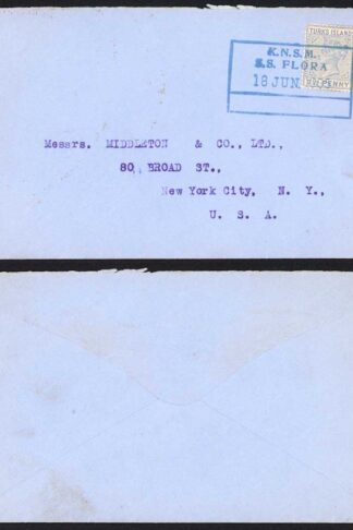 Turks and Caicos QV 2 1/2d KNSM SS FLORA Postmark in Blue