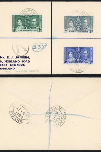Turks and Caicos 1937 Coronation Cover Cockburn Harbour pmk