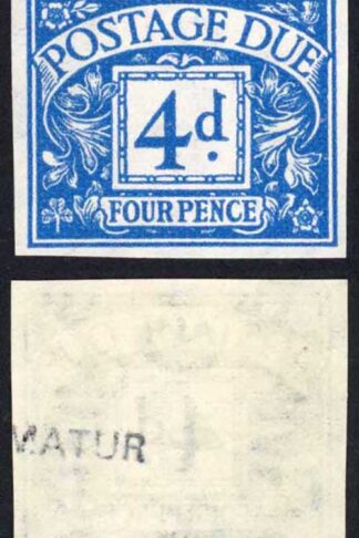 KGVI 4d Blue Post Due Imperf Imprimatur U/M Cat 2500 pounds