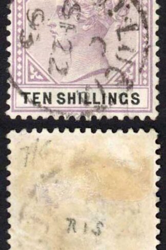 St Lucia SG52 10/- Dull Mauve and Black Cat 180 pounds