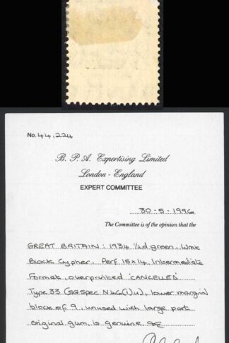 Spec N46(1)u 1/2d Photo Intermediate Format Opt CANCELLED (Type 33) BPA Cert