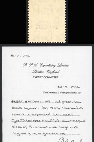 Spec N46(1)u 1/2d Photo Intermediate Format Opt CANCELLED (Type 33) BPA Cert