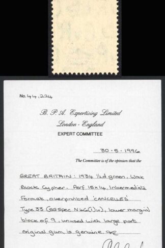 Spec N46(1)u 1/2d Photo Intermediate Format Opt CANCELLED (Type 33) BPA Cert