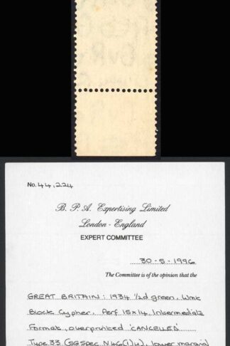 Spec N46(1)u 1/2d Photo Intermediate Format Opt CANCELLED (Type 33) BPA Cert