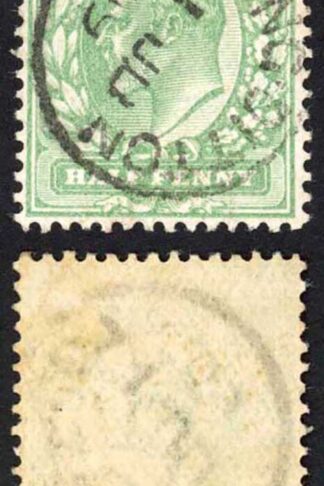 SG217 KEVII 1/2d Pale yellowish-green DLR Long Ditton Thimble CDS