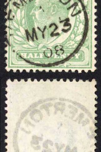 SG218 KEVII 1/2d Yellowish-green DLR CDS