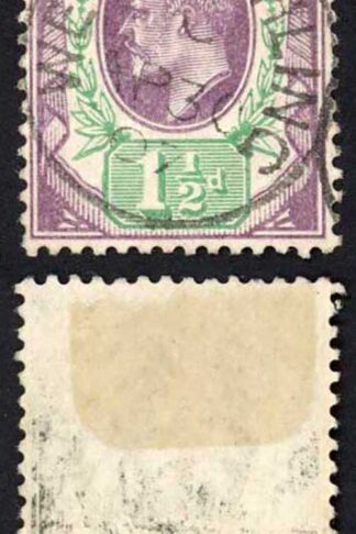 KEVII SG223 1 1/2d Pale Dull Purple and Green (c) DLR (Crease) CDS Used