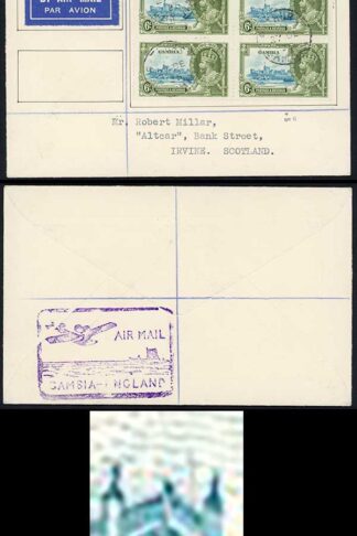 Gambia SG145c 1935 Silver Jubilee 6d Lightning Conductor on Cover