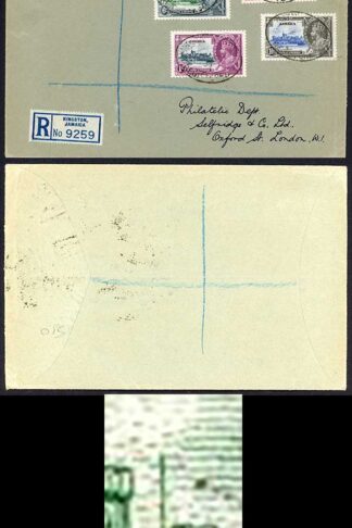Jamaica SG116a 1935 Silver Jubilee 6d Extra Flagstaff on Cover