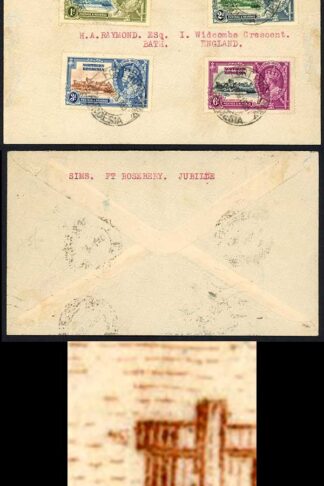 Northern Rhodesia SG20f 1935 Silver Jubilee 3d Diagonal Line by Turret on Cover