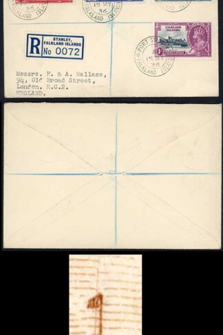 Falkland Is SG140e 1935 Silver Jubilee 2 1/2d Double Flagstaff on Cover