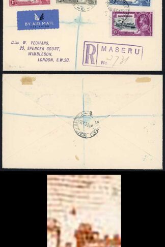 Basutoland SG13g 1935 Silver Jubilee 3d Dot to left of Chapel on Cover