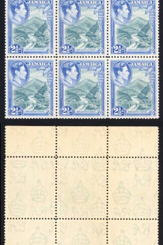 Jamaica SG125 2 1/2d Greenish Blue and Ultramarine U/M Block Cat 85.50 pounds