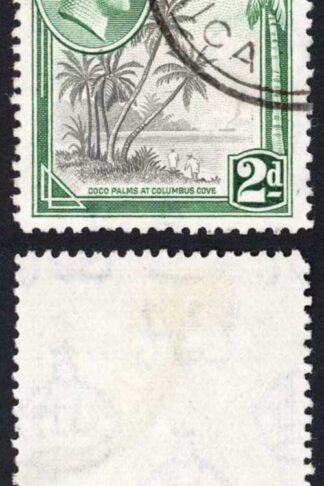 Jamaica SG124b 2d Grey and Green Extra Branch CDS Cat 35 pounds