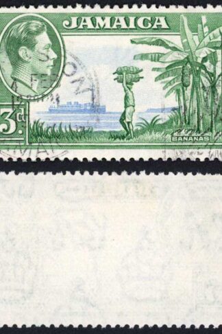 Jamaica SG126b 3d Greenish blue and Ultramarine R 10/3 T guide at right upright