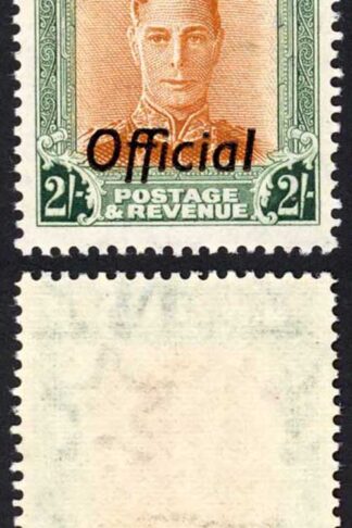 New Zealand SGO158 2/- Official wmk Upright Cat 35 pounds