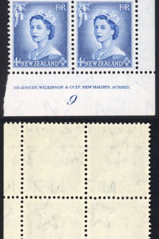 New Zealand SG728 4d Blue Plate 9 Block U/M
