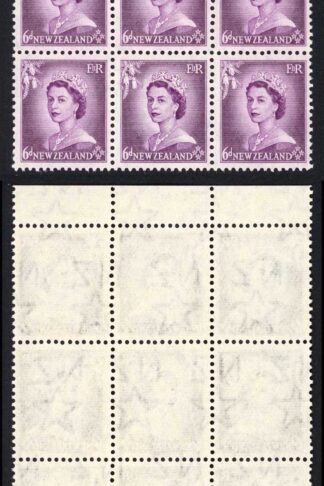New Zealand SG729 6d Purple Plate 6 R 4/19 Right Eye Flaw retouched U/M