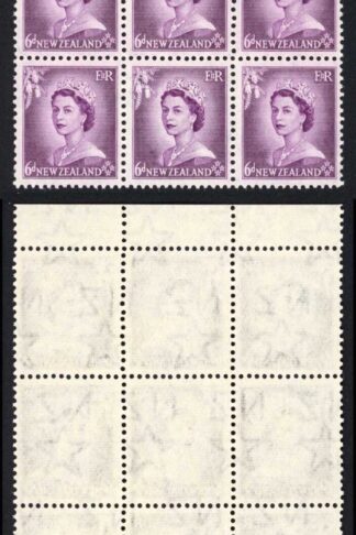 New Zealand SG729 6d Purple Plate 6 R 4/19 Right Eye Flaw retouched U/M