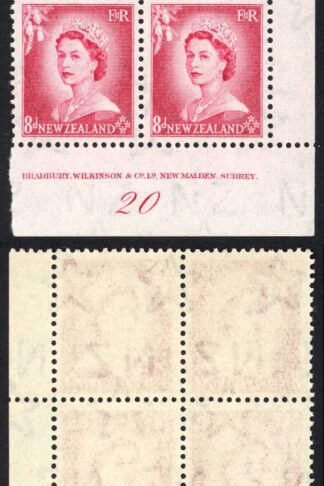 New Zealand SG730 8d Carmine Plate 20 Block U/M