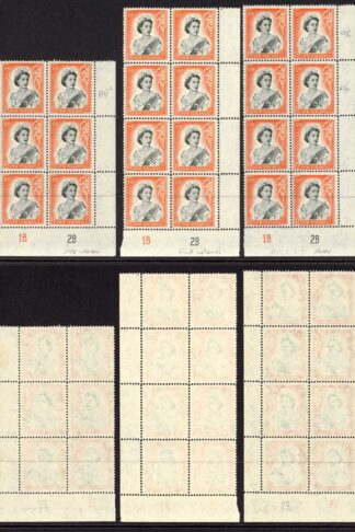 New Zealand SG733b 1/9 Plate 1B 2B Blocks Three States (Stamps U/M Mounted in m