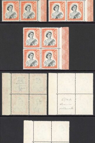 New Zealand SG733b 1/9 R 5/10 Blocks of Four in different States U/M